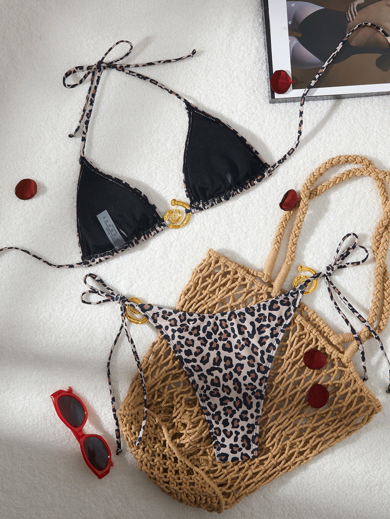 Lace-Up Leopard Print Bikini Set