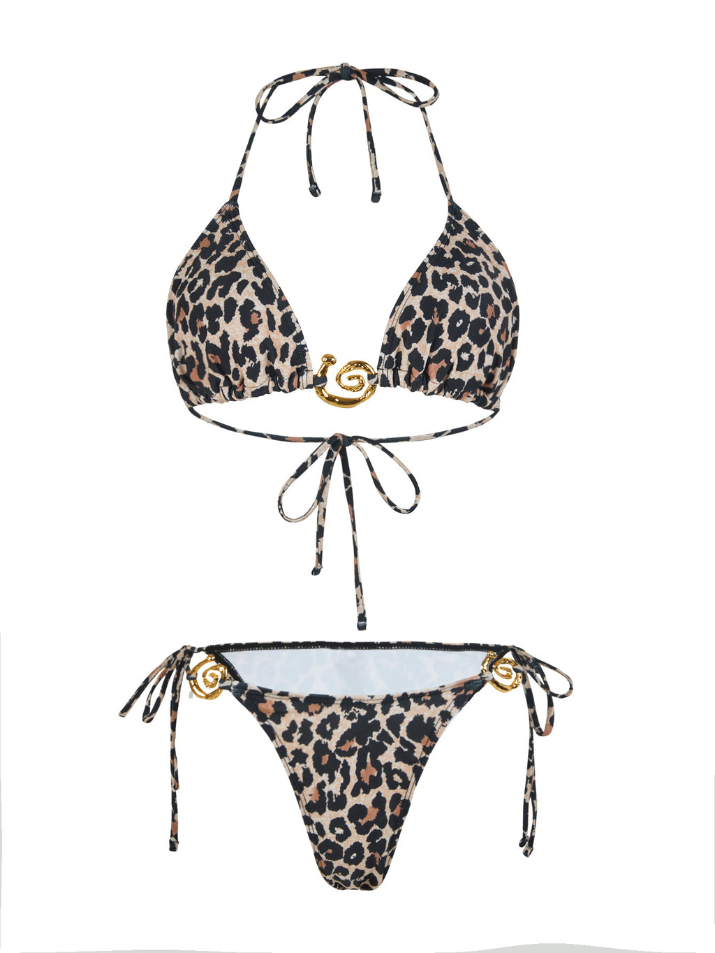 Lace-Up Leopard Print Bikini Set